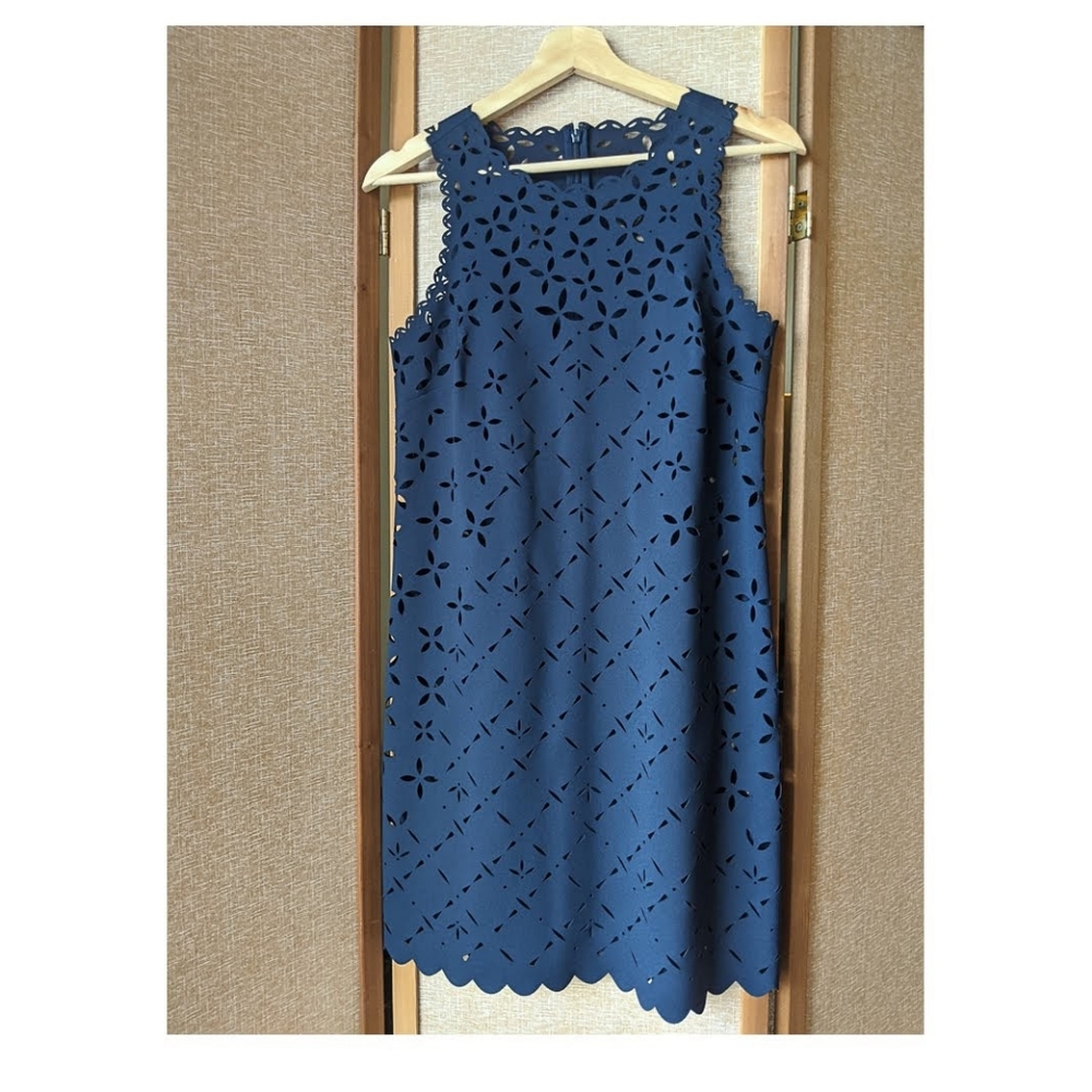 J Crew laser cut floral Navy dress